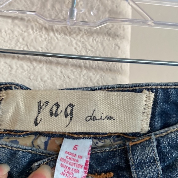 Yag Denim flare Lowrise suede leather accents bohemian Gypsy hippie cottagecore - Picture 3 of 11